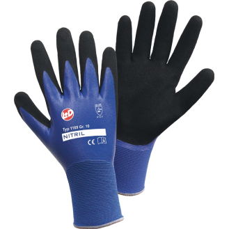 Handschuhe Nitril Aqua Gr.10 blau/schwarz Nyl.m.dop.Nitril EN 388 PSA II-Beschreibung lesen