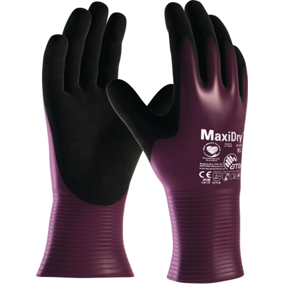 Chemiehandschuh MaxiDry 56-426 Gr.10 lila/schwarz EN 388 PSA III G-Beschreibung lesen