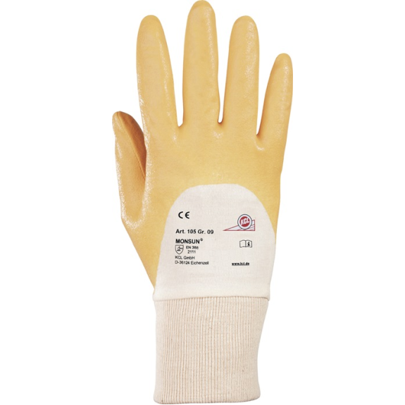 Handschuhe Monsun 105 Gr.8 curry BW-Trikot m.Nitril EN 388 PSA II-Beschreibung lesen