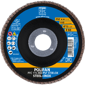 Fächerscheibe POLIFAN Z PSF STEELOX D.115mm K.Z-80 kon.STA/INOX ZK-Beschreibung lesen