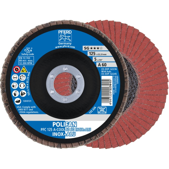 Fächerscheibe POLIFAN A-COOL SG INOX+ALU D.125mm K.A-60 kon.INOX/Aluminium NK-Beschreibung lesen