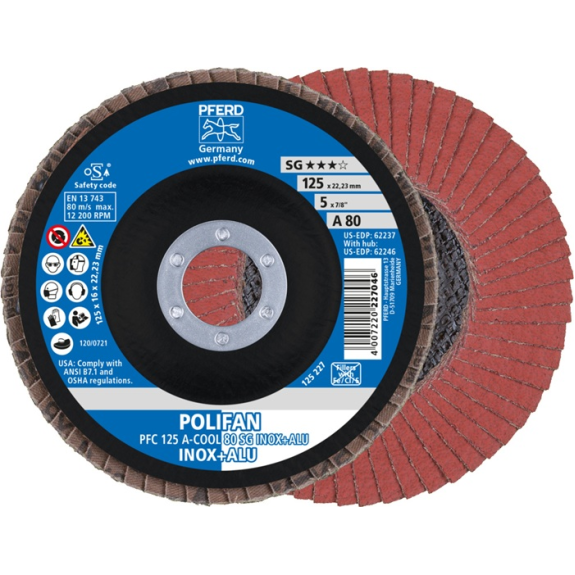 Fächerscheibe POLIFAN A-COOL SG INOX+ALU D.125mm K.A-80 kon.INOX/Aluminium NK-Beschreibung lesen