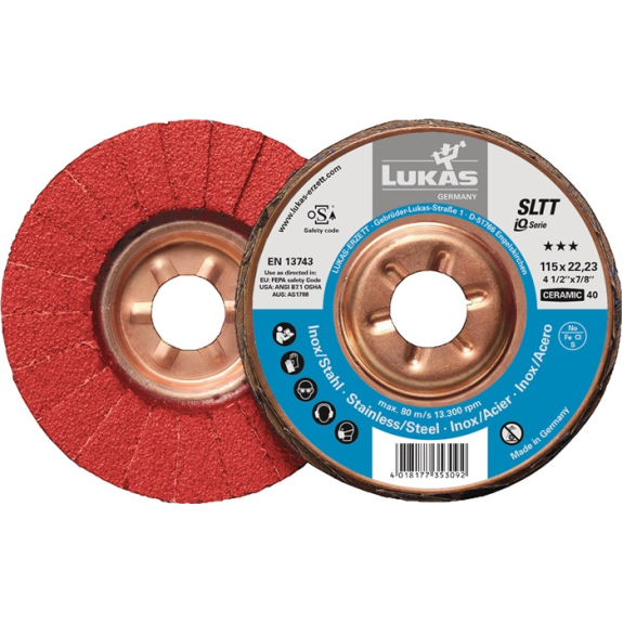 Fächerscheibe SLTT Ceramic D.125mm K.40 fl.INOX/Stahl CO-Beschreibung lesen