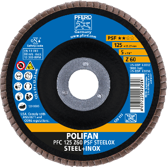 Fächerscheibe POLIFAN Z PSF STEELOX D.125mm K.Z-80 kon.STA/INOX ZK-Beschreibung lesen