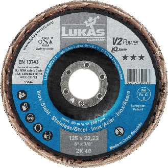 Fächerscheibe V2 POWER ZK D.125mm K.40 fl.STA ZK-Beschreibung lesen