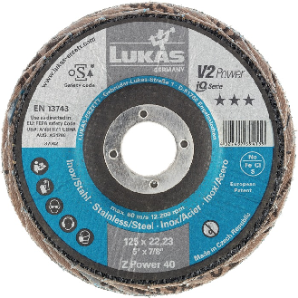 Fächerscheibe V2 POWER Z Power D.125mm K.40 fl.INOX Z Power 10-Beschreibung lesen