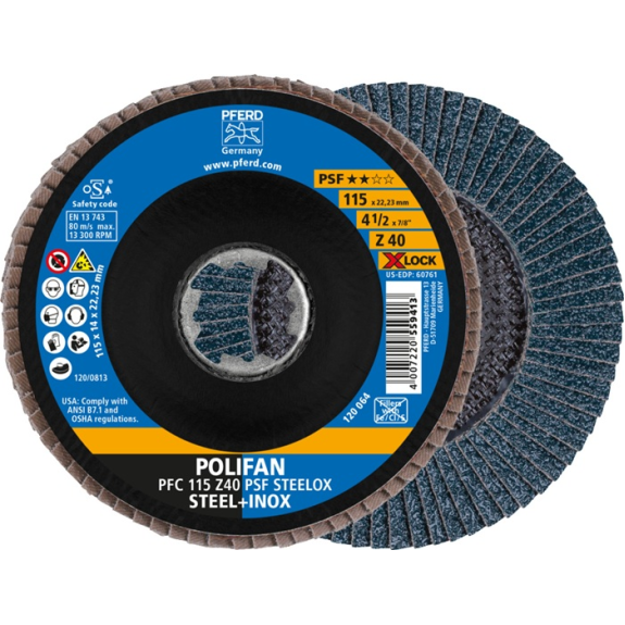 Fächerscheibe X-LOCK PSF Z STEELOX D.125mm K.40 PFC/B/T29 INOX ZK Z-Lire la description