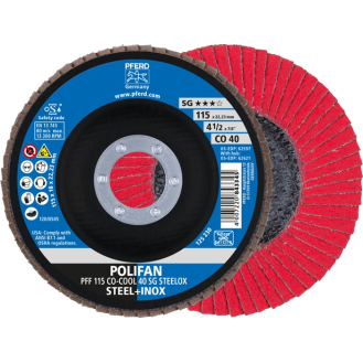 Fächerscheibe POLIFAN CO-COOL SG STEELOX D.115mm K.40 fl.INOX CO-Beschreibung lesen
