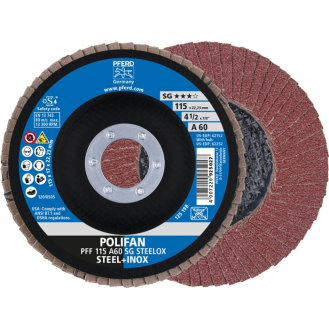 Fächerscheibe POLIFAN A SG STEELOX D.115mm K.A-60 fl.INOX NK-Beschreibung lesen