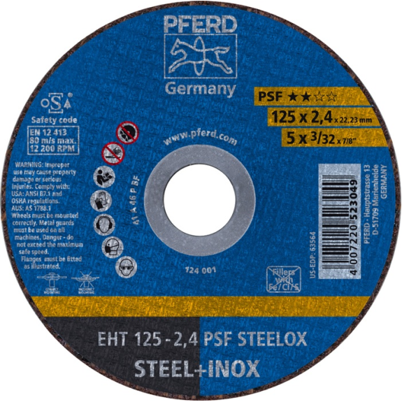 Trennscheibe PSF STEELOX D115x2,4mm ger.INOX Bohr.22,2m-Lire la description