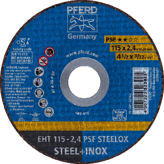 Trennscheibe PSF STEELOX D115x2,4mm ger.INOX Bohr.22,2m-Beschreibung lesen