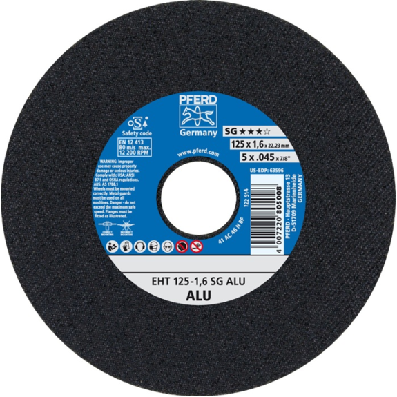 Trennscheibe SG ALU D125x1,6mm ger.Alu.Bohr.22,2m-Leggi tutto