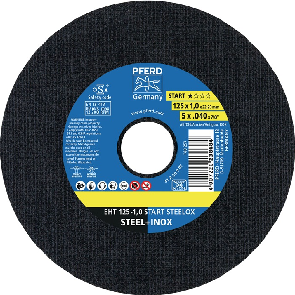Trennscheibe STEELOX BOX D125x1mm ger.INOX Bohr.22,2m Box á 50 St.-Beschreibung lesen