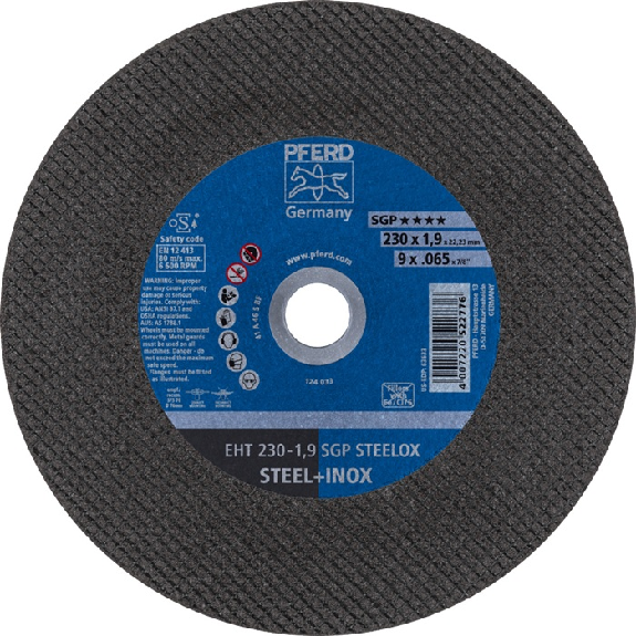 Trennscheibe SGP STEELOX D230x1,9mm ger.INOX Bohr.22,2m-Beschreibung lesen