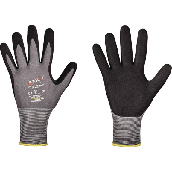 Handschuh OPTIME Gr.10 grau/schwarz EN 420/EN 388 PSA II-Beschreibung lesen