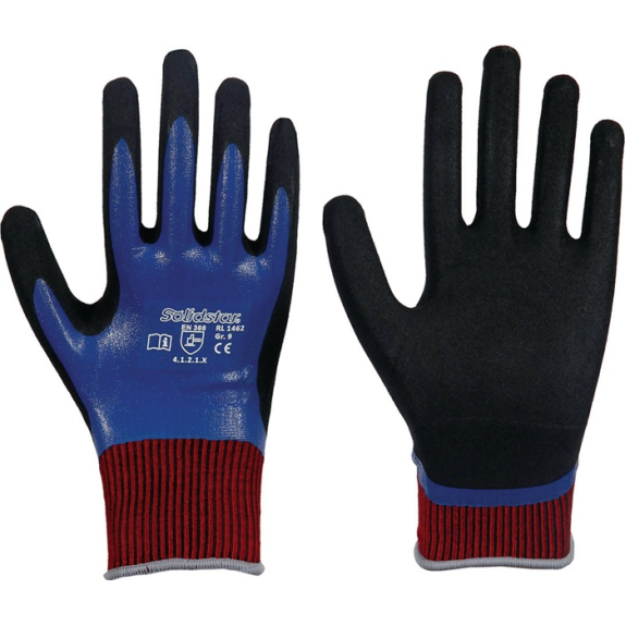 Handschuhe Solidstar Nitril Grip Complete 1462 Gr.9 blau EN420+EN388 PSA II-Beschreibung lesen