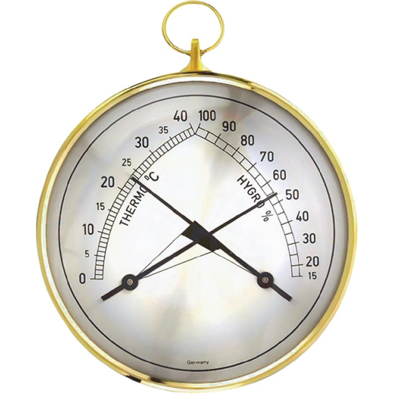 Thermo-Hygrometer Messber.0 b.40GradC/Luft 15-99% T.35mm Messingring-Beschreibung lesen