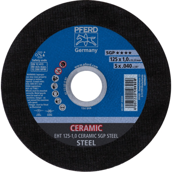 Trennscheibe Ceramic SGP Steel D125x1mm ger.STA Bohr.22,2m-Beschreibung lesen