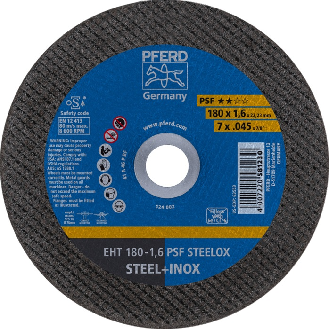 Trennscheibe PSF STEELOX D180x1,6mm ger.INOX Bohr.22,2m-Beschreibung lesen