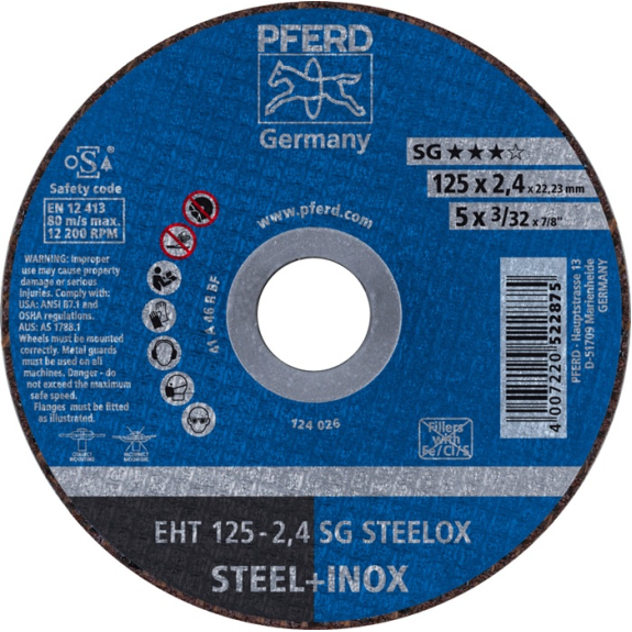 Trennscheibe SG STEELOX D115x2,4mm EH/42/T27 INOX Bohr.22,2m-Lire la description