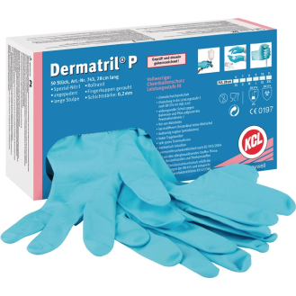 Einw.-Handsch.Dermril P 743 Gr.7 blau Nitril 50 St./Box-Beschreibung lesen