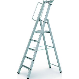 Stufenstehleiter 5 Stufen Alu.Gesamt-H.2480mm o.Rl.-Beschreibung lesen