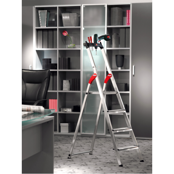 Stufenstehleiter L80 Comfortline 4 Stufen Alu.Gesamt-H.1610mm Trgf.150kg-Beschreibung lesen