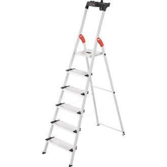 Stufenstehleiter L80 Comfortline 6 Stufen Alu.Gesamt-H.2080mm Trgf.150kg-Beschreibung lesen