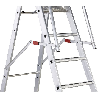 Pltformleiter 5 Stufen Alu.Pltf. L400xB400mm einklappbarem Sicherh.-Geländer-Beschreibung lesen