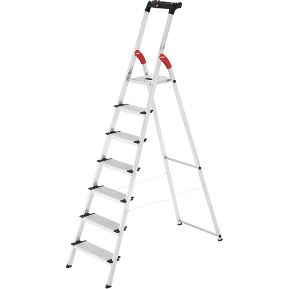 Stufenstehleiter L80 Comfortline 7 Stufen Alu.Gesamt-H.2320mm Trgf.150kg Stufenstehleiter L80 Comfortline 7 Stufen Alu.Gesamt-H.2320mm Trgf.150kg-Beschreibung lesen