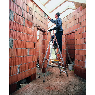 Stufenstehleiter 7 Stufen Alu.Gesamt-H.2260mm Ablageschale Ku.-Beschreibung lesen