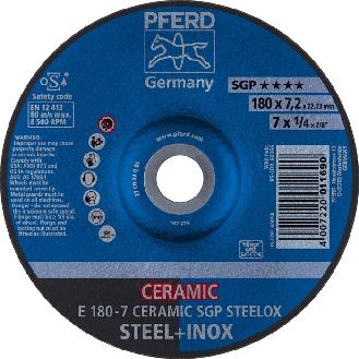 Schruppscheibe CERAMIC SGP STEELOX D180xS7mm gekr.STA Bohr.22,2m-Beschreibung lesen