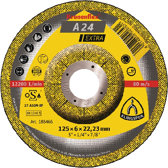 Schruppscheibe A 24 Extra D125xS6mm gekr.STA Bohr.22,2m-Beschreibung lesen