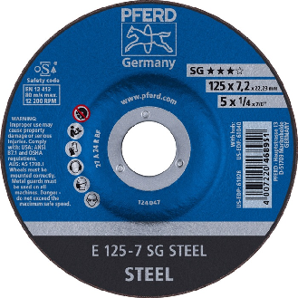 Schruppscheibe SG STEEL D125xS7,2mm gekr.STA Bohr.22,2m-Beschreibung lesen