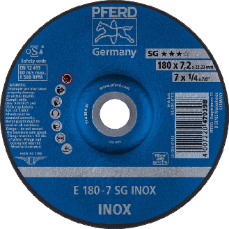 Schruppscheibe SG INOX D180xS7,2mm gekr.INOX Bohr.22,2m-Beschreibung lesen
