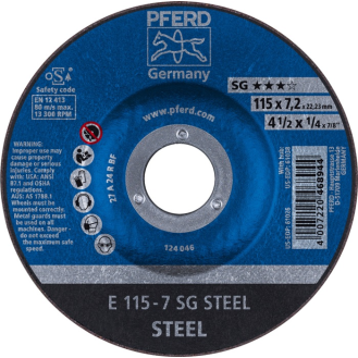 Schruppscheibe SG STEEL D115xS7,2mm gekr.STA Bohr.22,2m-Beschreibung lesen