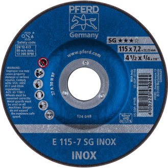 Schruppscheibe SG INOX D115xS7mm gekr.INOX Bohr.22,2m-Beschreibung lesen