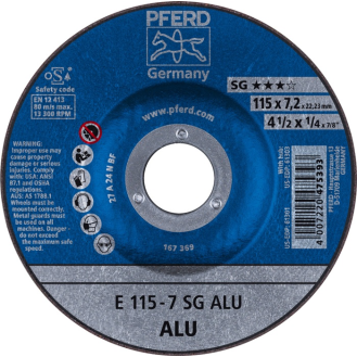Schruppscheibe SG ALU D115xS7,2mm gekr.Alu.Bohr.22,2m-Beschreibung lesen