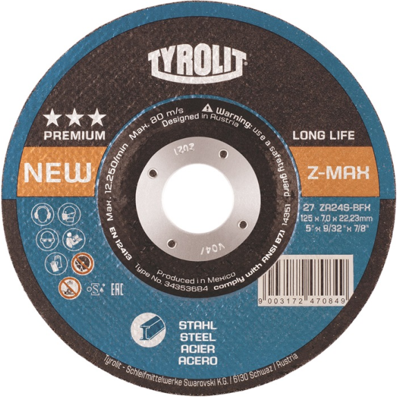 Disque à meuler LONGLIFE Z-MAX D125xS7mm serti STA alésage 22,2m-Leggi tutto