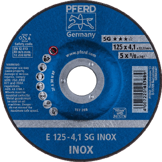 Schruppscheibe SG INOX D125xS4,1mm gekr.INOX Bohr.22,2m-Beschreibung lesen