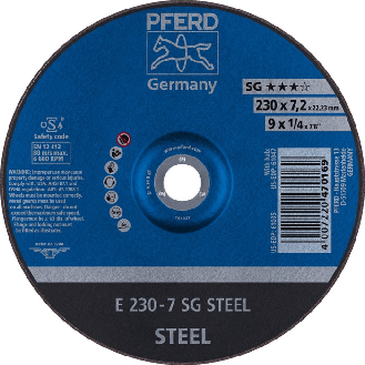 Schruppscheibe SG STEEL D230xS7,2mm gekr.STA Bohr.22,2m-Beschreibung lesen