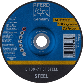 Schruppscheibe PSF STEEL D180xS7,2mm gekr.STA Bohr.22,2m-Beschreibung lesen