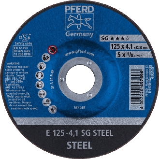 Schruppscheibe SG STEEL D125xS4,1mm gekr.STA Bohr.22,2m-Beschreibung lesen