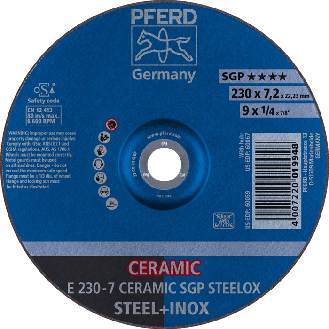 Schruppscheibe CERAMIC SGP STEELOX D230xS7mm gekr.STA Bohr.22,2m-Beschreibung lesen