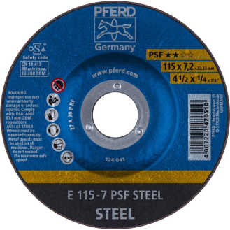 Schruppscheibe PSF STEEL D115xS7,2mm gekr.STA Bohr.22,2m-Beschreibung lesen