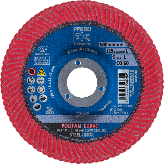 Fächerscheibe POLIFAN CO SGP CURVE STEELOX D.125mm K.60 kon.INOX/Stahl L-Beschreibung lesen
