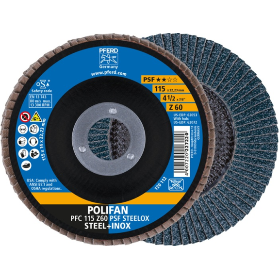 Fächerscheibe POLIFAN Z PSF STEELOX D.115mm K.Z-60 kon.STA/INOX ZK-Beschreibung lesen