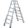 Stufenstehleiter 2x7 Stufen Alu.Gesamt-H.1610mm m.4 Holmverlängerungen MUNK