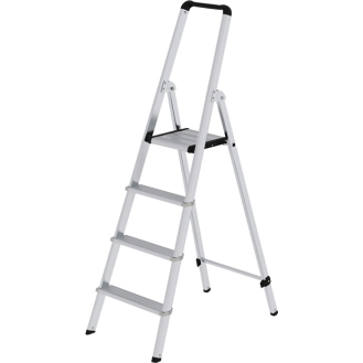 Stufenstehleiter 4 Stufen Alu.Gesamt-H.1540mm Stufen-Holmverbindung geschr. MUNK-Beschreibung lesen