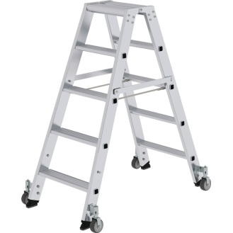Stufenstehleiter 2x5 Stufen Alu.Gesamt-H.1140mm m.Rl.MUNK-Beschreibung lesen